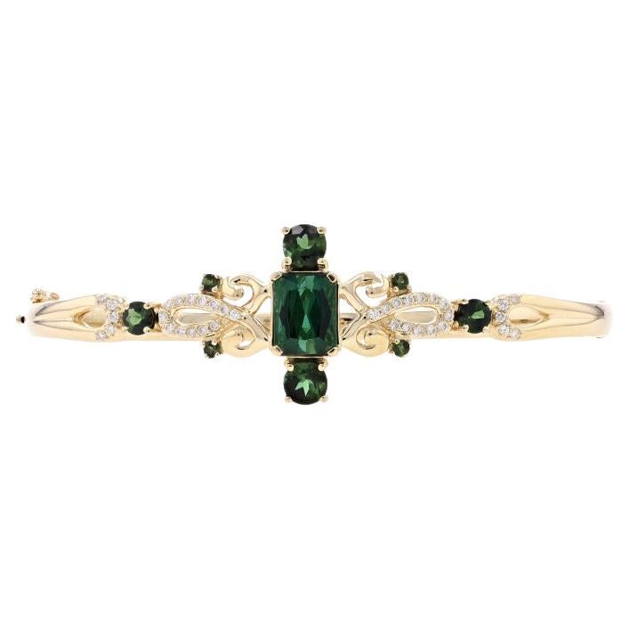 Bracelet en or jaune avec tourmaline et diamant - 18k Rect 5.35ctw