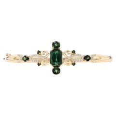 Yellow Gold Tourmaline & Diamond Oval Bangle Bracelet 7 1/4" - 18k Rect 5.35ctw