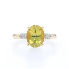 Yellow Gold Tourmaline & Diamond Ring - 10k Oval 2.93ctw