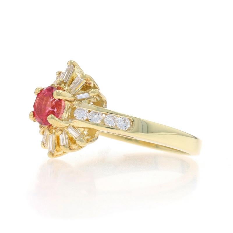 Gelbgold Turmalin-Diamantring - 14k runder 1,00ctw Starburst im Zustand „Hervorragend“ im Angebot in Greensboro, NC