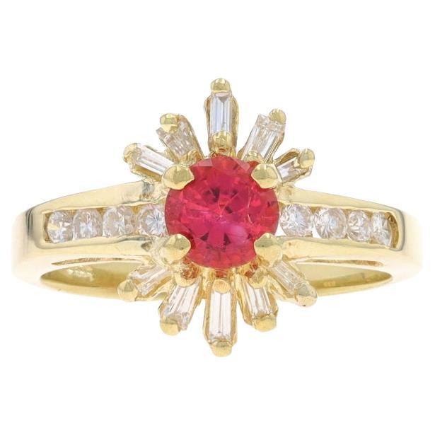 Gelbgold Turmalin-Diamantring - 14k runder 1,00ctw Starburst im Angebot