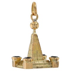 Yellow Gold Tourmaline Mitad del Mundo Monument Charm - 18k Round .96ctw Ecuador