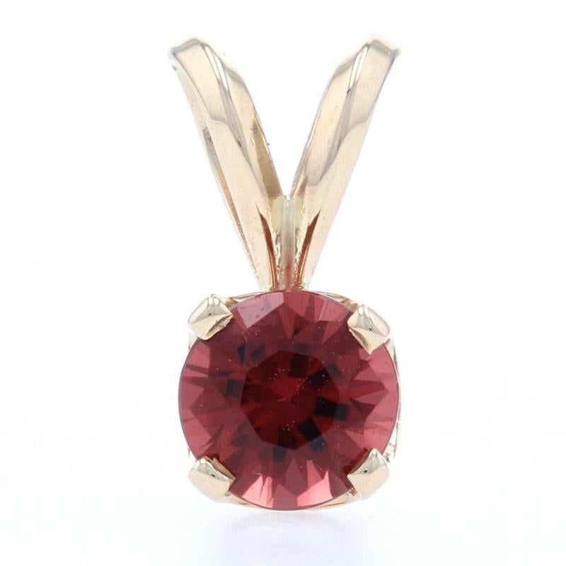Yellow Gold Tourmaline Solitaire Pendant, 14k Round Brilliant Cut .61ct In Excellent Condition For Sale In Greensboro, NC