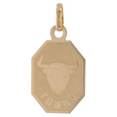 Yellow Gold Touro Zodiac Sign Pendant, 19k Taurus Astrology Bull