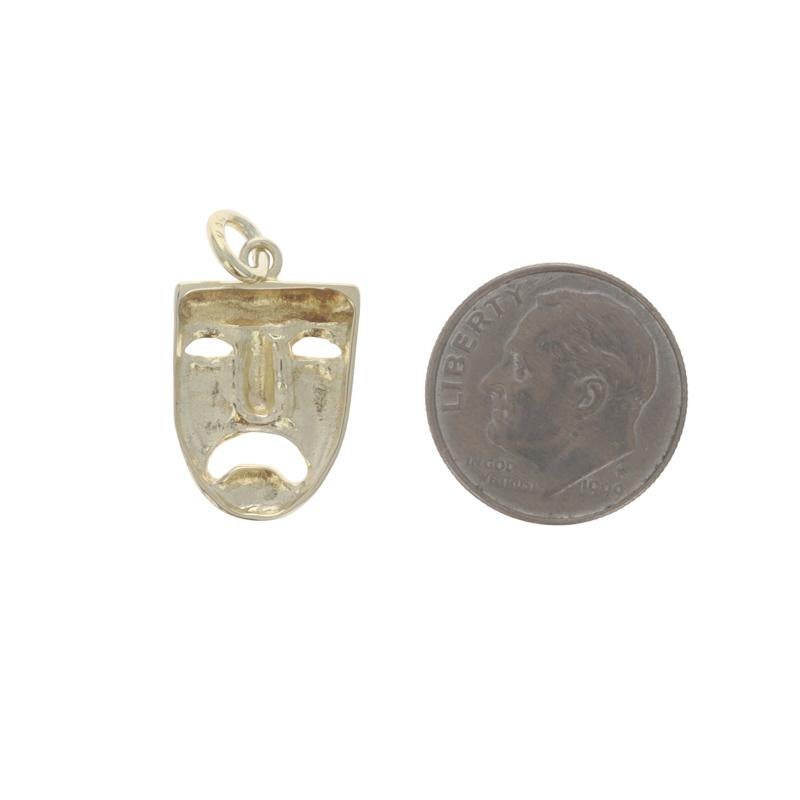 Or jaune Tragédie Théâtre Masque Charm 14k Buskin Unisexe en vente