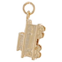 Yellow Gold Train Caboose Charm - 14k Railroad Car Transportation