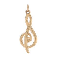 Yellow Gold Treble Clef Pendant - 14k Music Note Musician's Charm