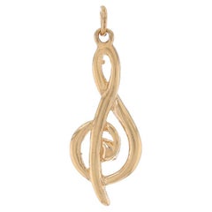 Yellow Gold Treble Clef Pendant - 14k Music Note Musician's Charm