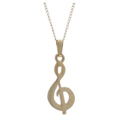 Yellow Gold Treble Clef Pendant Necklace 18" - 14k Music Note