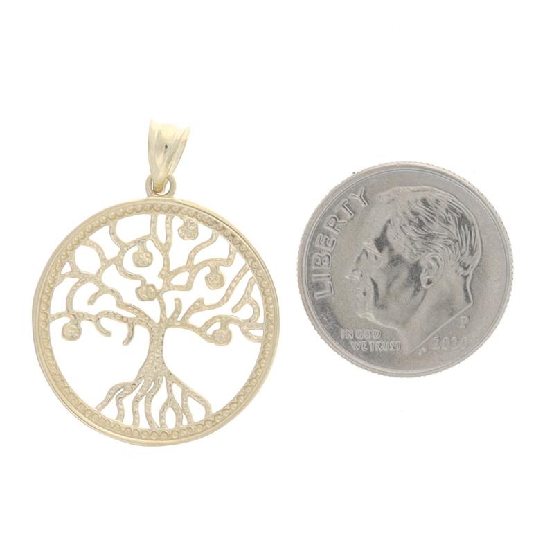 Women's or Men's Yellow Gold Tree of Life Circle Pendant - 10k Family Love For Sale