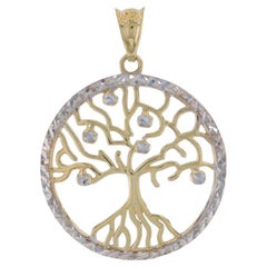Pendentif cercle Tree of Life en or jaune 10 carats, amour familial