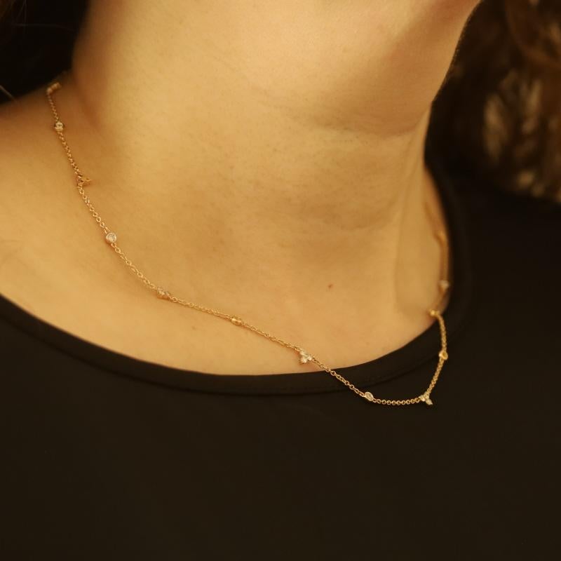 Taille ronde Collier en or jaune Trefoil Diamond by the Yard 18