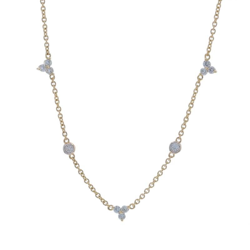 Collana in oro giallo con diamanti a forma di fiocco da 18" 14k a brillante rotondo 1,03ctw