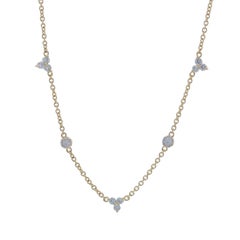Yellow Gold Trefoil Diamond by the Yard Necklace 18" 14k Round Brilliant 1.03ctw