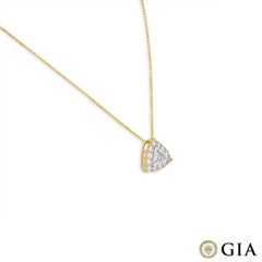 GIA Certified Yellow Gold Trillion Cut Diamond Pendant 1.00ct F/SI2