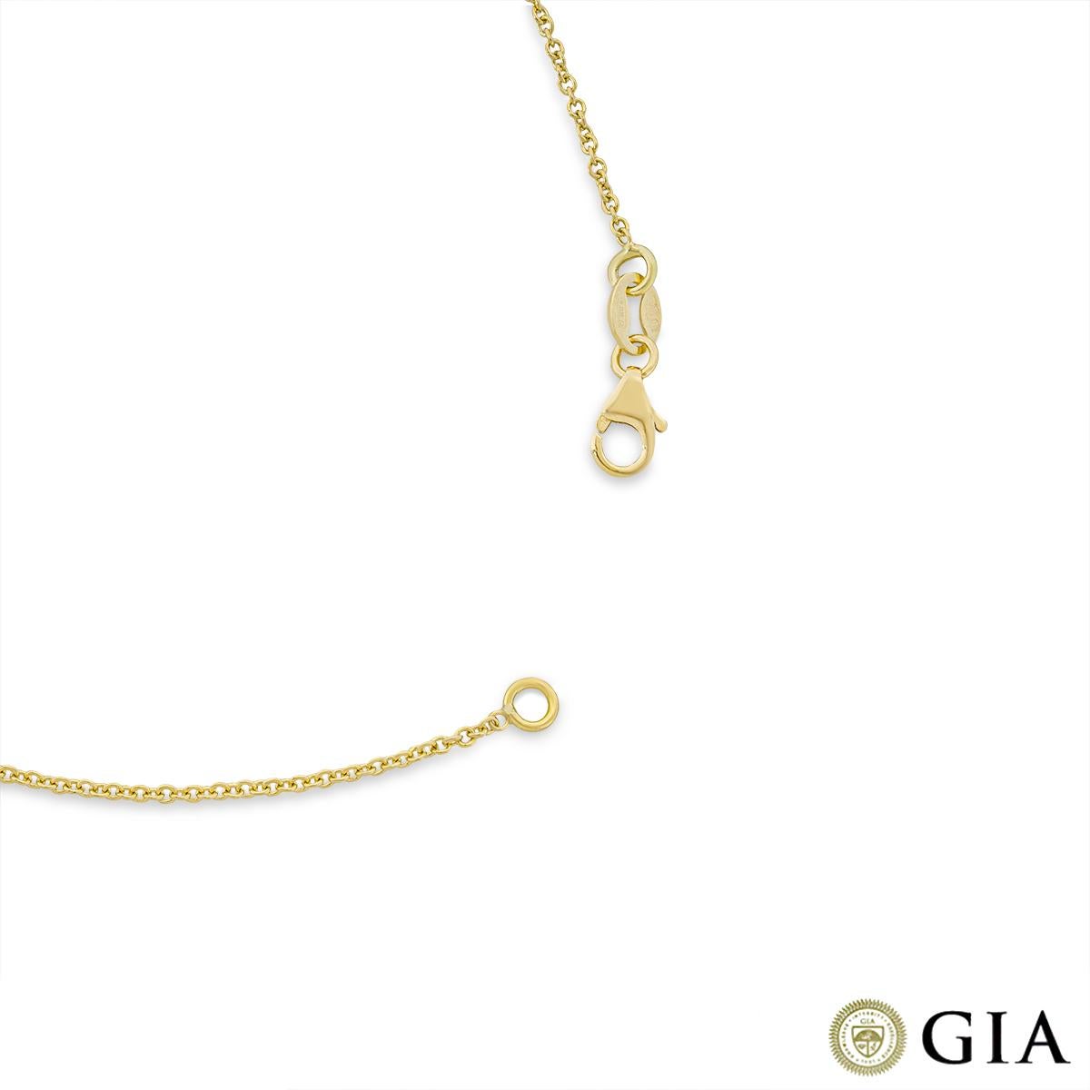 Women's GIA Certified Yellow Gold Trillion Cut Diamond Pendant 1.00ct F/SI2 For Sale