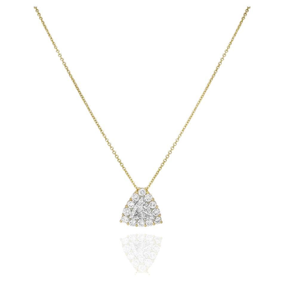 GIA Certified Yellow Gold Trillion Cut Diamond Pendant 1.00ct F/SI2 For Sale