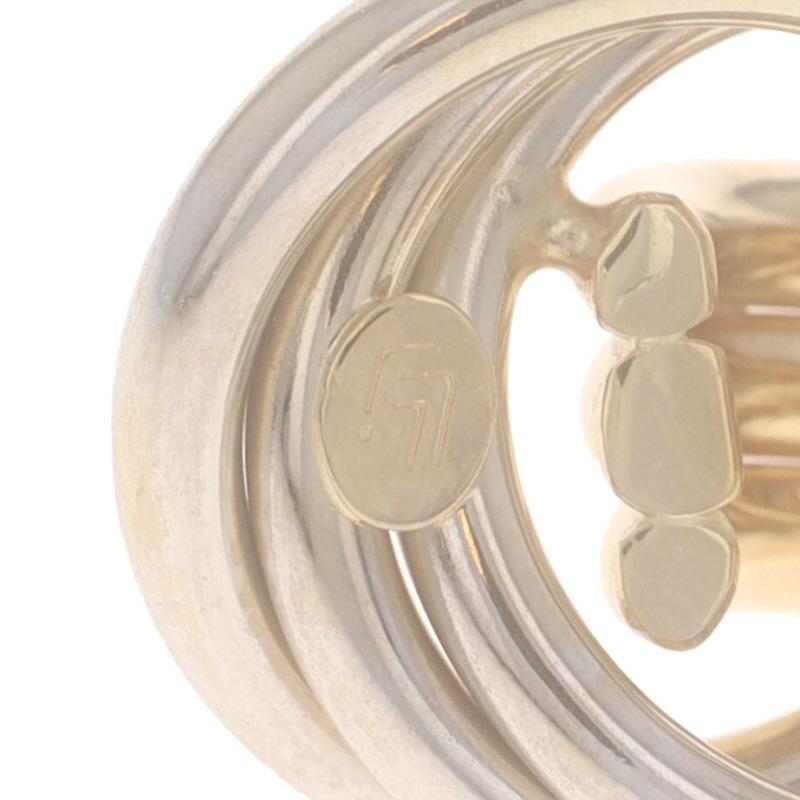 Orecchini a goccia a triplo cerchio in oro giallo - 14k Door Knocker-Inspired Pierced in vendita 2