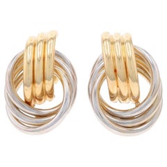 Dreifache Kreis-Tropfen-Ohrringe aus Gelbgold - 14k Door Knocker-inspiriert durchbohrt
