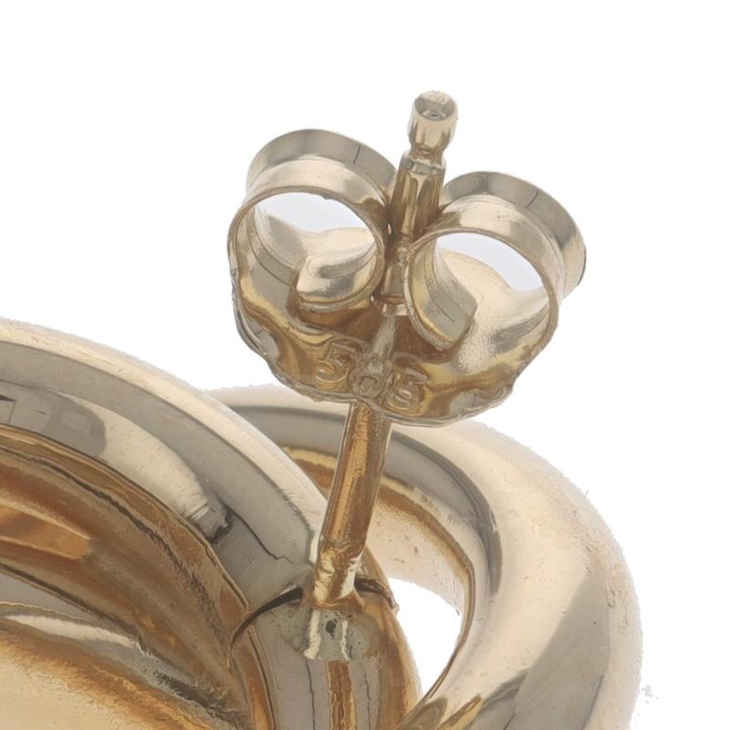 Women's Yellow Gold Triple Circle Large Stud Earrings - 14k Knot Pierced For Sale