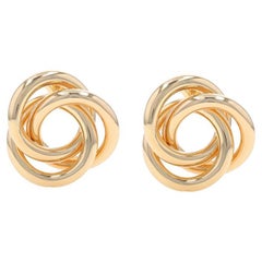 Yellow Gold Triple Circle Large Stud Earrings - 14k Knot Pierced