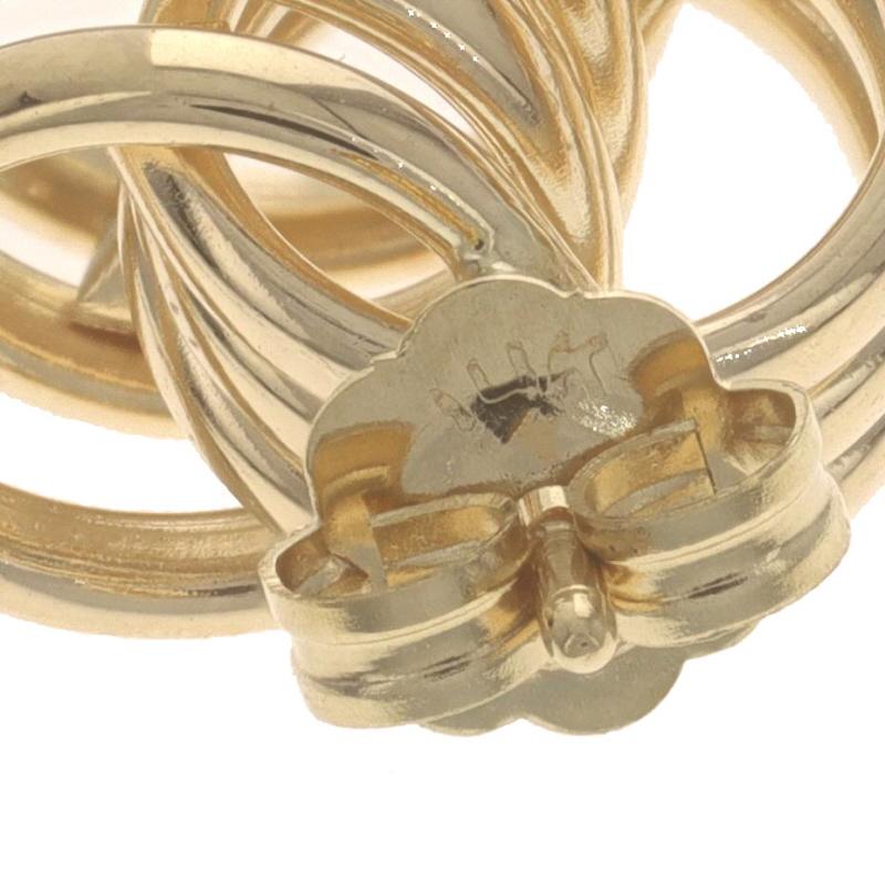 Yellow Gold Triple Circle Link Stud Earrings - 14k Knots Pierced For Sale 1