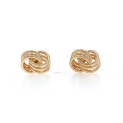 Yellow Gold Triple Circle Link Stud Earrings - 14k Pierced