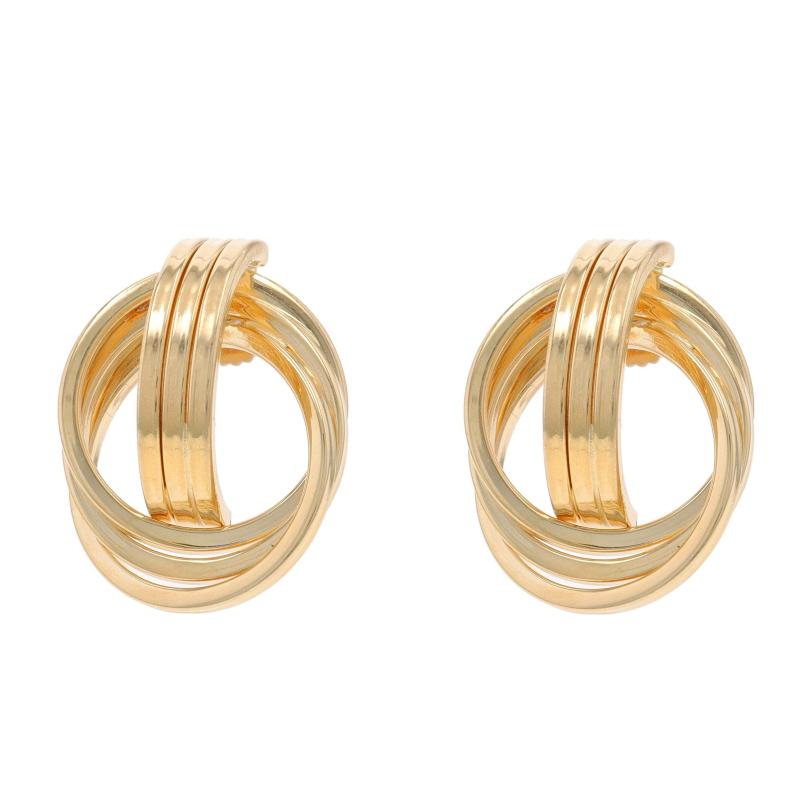 Dreifache Kreis-Twist-Tropfen-Ohrringe aus Gelbgold -14k Door Knocker-inspiriert durchbohrt im Zustand „Hervorragend“ im Angebot in Greensboro, NC