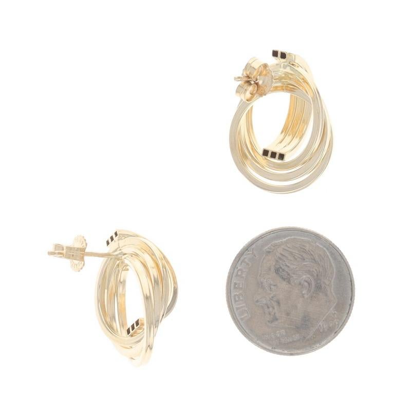 Dreifache Kreis-Twist-Tropfen-Ohrringe aus Gelbgold -14k Door Knocker-inspiriert durchbohrt Damen im Angebot
