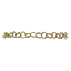Yellow Gold Triple Curb Chain Bracelet 7" - 10k Starter Charm