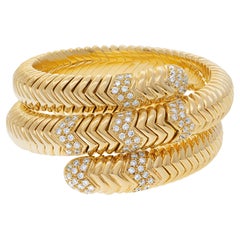 Yellow Gold Triple Wrapped Snake Bracelet in 18k Yellow Gold with over 4 Carats