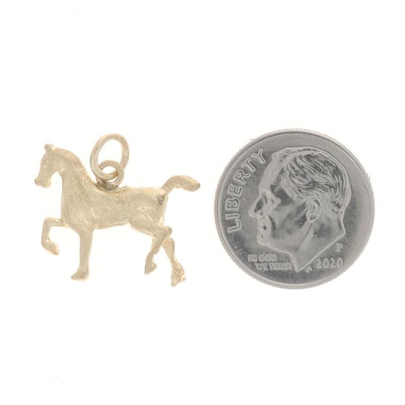 Women's or Men's Yellow Gold Trotting Horse Charm - 14k Equestrian For Sale