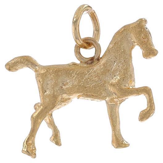 Yellow Gold Trotting Horse Charm - 14k Equestrian For Sale