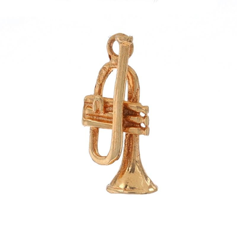 Metal Content: 14k Yellow Gold

Theme: Trumpet, Brass Instrument, Musician

Measurements
Tall: 25/32