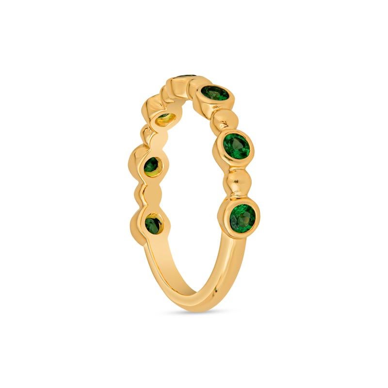 Taglio rotondo Fascia con perline in oro giallo con tsavorite in vendita