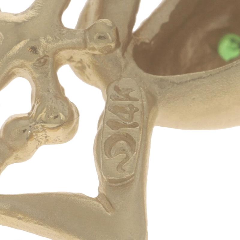 Donna Ciondolo a forma di rana arrampicatrice con granato Tsavorite in oro giallo - Anfibio rotondo 14k in vendita