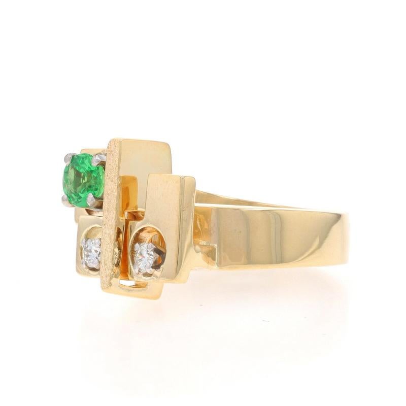 Bypass-Ring aus Gelbgold mit Tsavorit, Granat und Diamant - 14k rund .62ctw Abstrakt im Zustand „Hervorragend“ im Angebot in Greensboro, NC