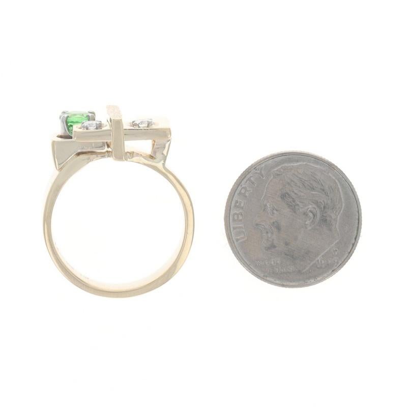 Bypass-Ring aus Gelbgold mit Tsavorit, Granat und Diamant - 14k rund .62ctw Abstrakt im Angebot 1