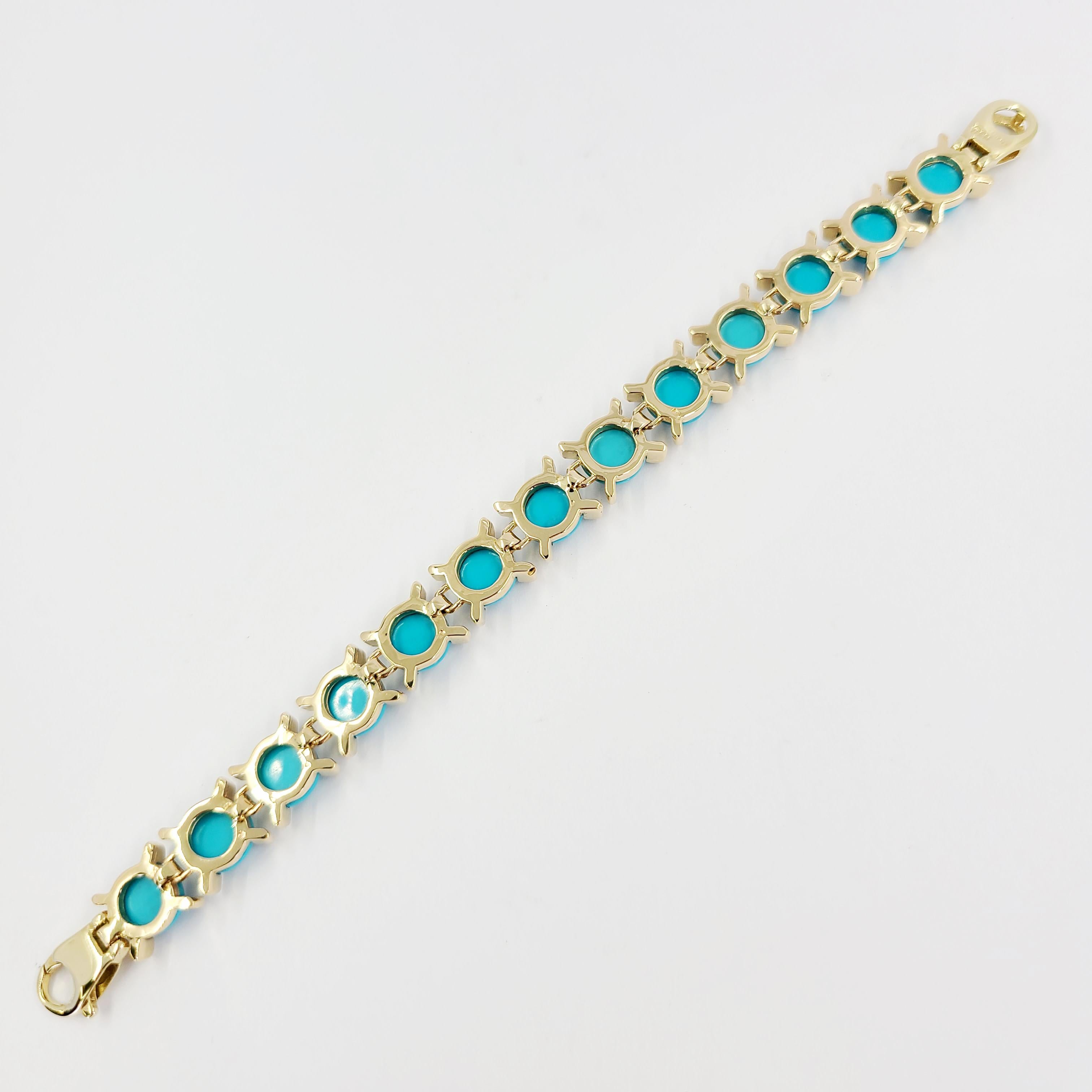 Women's Yellow Gold Turquoise Cabochon Bracelet