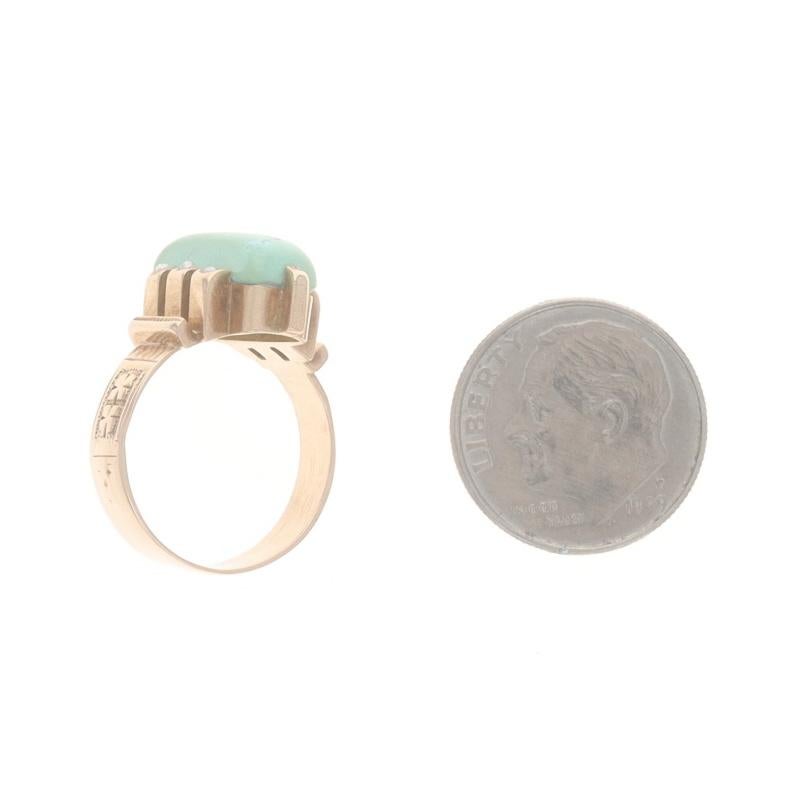 Yellow Gold Turquoise & Pearl Victorian Ring - 10k Four-Leaf Clovers Antique 1
