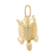 Amuleto Tortuga de Oro Amarillo - 14k Reptil Cuerpo Superior Articulado