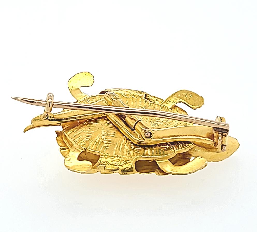 Women's or Men's Yellow Gold Turtle Pin For Sale