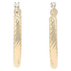 Yellow Gold Twist Hoop Earrings - 14k Nautical Pierced