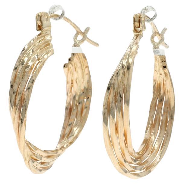 Yellow Gold Twist Hoop Earrings - 14k Pierced