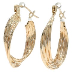 Yellow Gold Twist Hoop Earrings - 14k Pierced