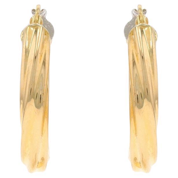 Yellow Gold Twist Hoop Earrings - 18k Italy Pierced