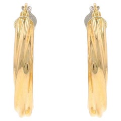 Yellow Gold Twist Hoop Earrings - 18k Italy Pierced