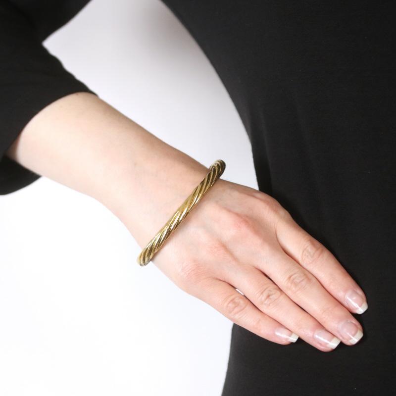 Yellow Gold Twist Woven Bangle Bracelet 7 3/4