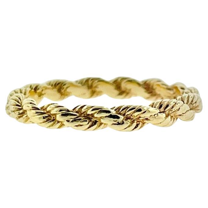 Yellow Gold Rope Chain Ring For Sale