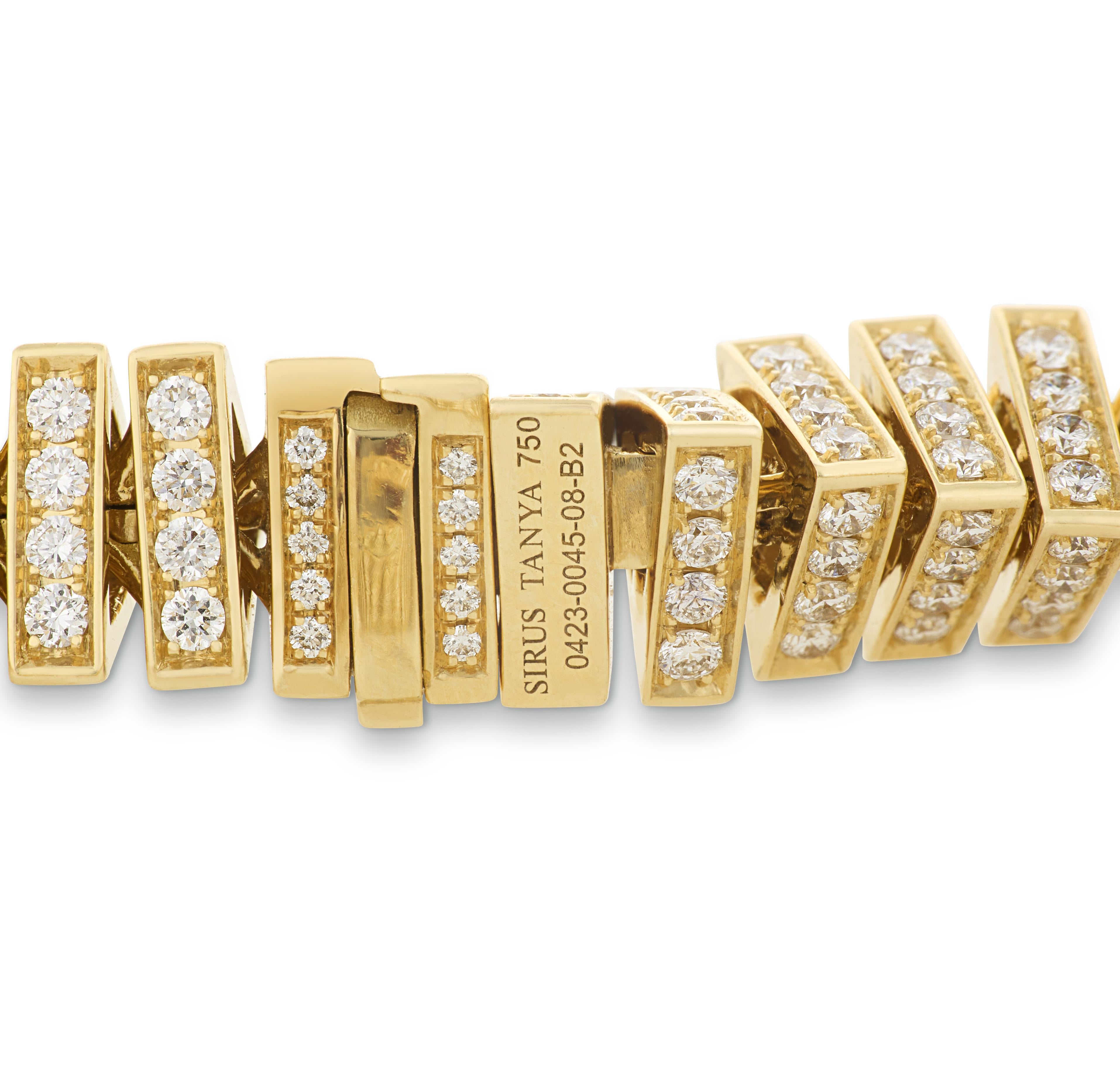 Moderne Bracelet en or jaune avec diamants torsadés, 8,31 carats en vente